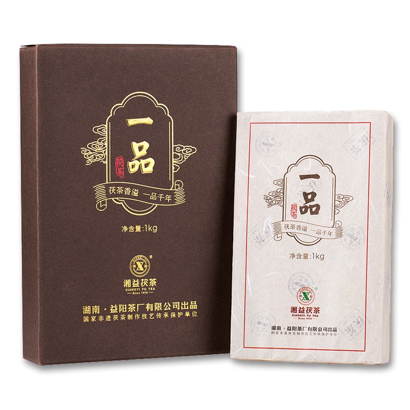 湘益獲茶湖南安化黑茶獲磚金花一品獲茶1kg益陽(yáng)茶廠